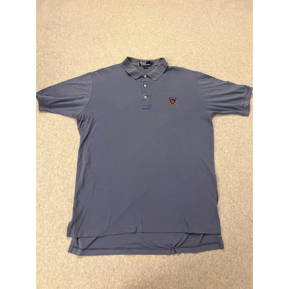 Polo Ralph Lauren Shirt Men's Large Gray Golf‎ Crest Logo Fine Cotton Polos